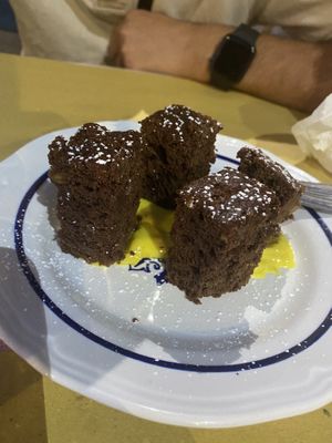 Dolci: vegan brownie over lemon custard  at L' Angolo Cottura in Rome