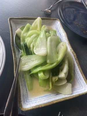 Greens with garlic  at Panda's Kitchen in Harrow