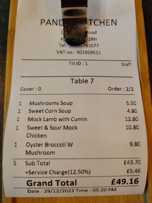  at Panda's Kitchen in Harrow