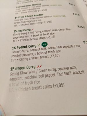 menu at Green Thai in Neu-isenburg