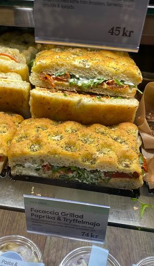 Vegan focaccia   at Espresso House in Kungens Kurva