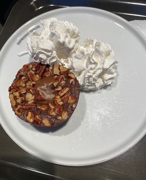 Vegan brownie. Ask for soy whipped cream!   at Espresso House in Kungens Kurva