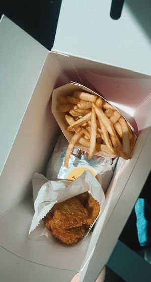 frowny meal w friends nuggs and cheeseburger   at Mr.Charlie's - Los-Angeles in Los Angeles