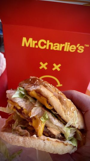 Fun, burger reminds me of childhood  at Mr.Charlie's - Los-Angeles in Los Angeles