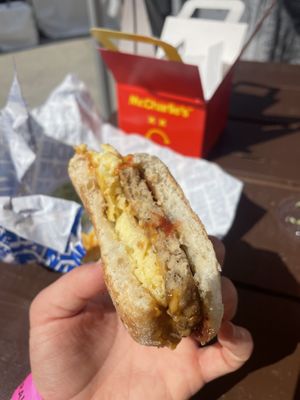 Breakfast sandwich served at Vegan Women’s Summit   at Mr.Charlie's - Los-Angeles in Los Angeles