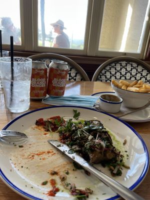 Yum & bowl of chips  at Bermagui Hotel in Bermagui