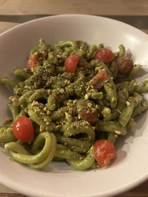 Pistachio pesto pastaa  at Emilia's Crafted Pasta in East London