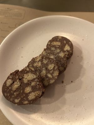Chocolate salami  at Emilia's Crafted Pasta in East London