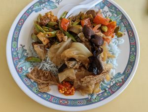 Rice set $4.50 😋 Warning: 🌶️ is spicy at Peranakan Vegetarian in Central Singapore