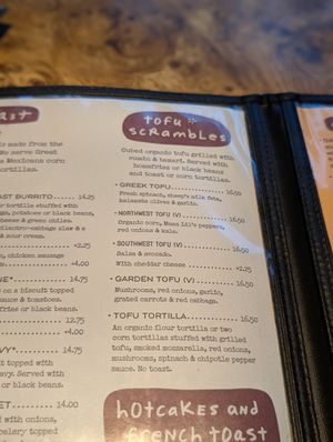 Tofu scramble part of the menu at Old Town Cafe in Bellingham