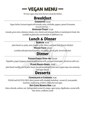 They have a fully vegan menu on request at Key Largo Conch House in Key Largo