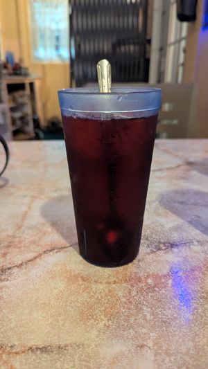 Ginger hibiscus iced tea at Key Largo Conch House in Key Largo