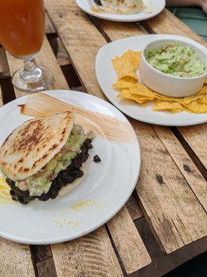 Arepas and guacamole at My Little Venezia in Mindo