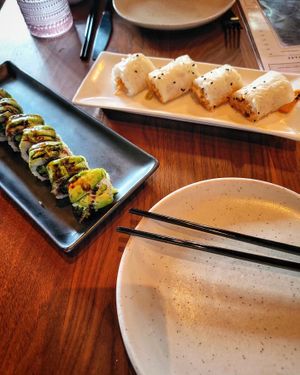 Dragon Roll and Baked Crab Roll at Planta in Bethesda