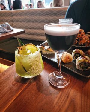 Herb Your Enthusiasm and Charcoal Bourbon Sour at Planta in Bethesda