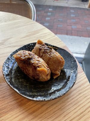 inari (each order comes with two) - this was the only dish I did not like; it was too salty and bitter  at Planta in Bethesda
