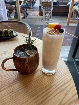 Cucumber Mule and Sunday Morning Cartoons - both from the alcohol-free menu, but you can add alcohol if you’d like   at Planta in Bethesda