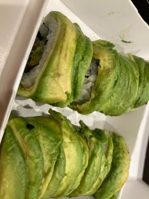 Dragon roll in sushi box at Planta in Bethesda