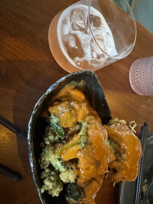 Bang bang broccoli and a rose-tini   at Planta in Bethesda