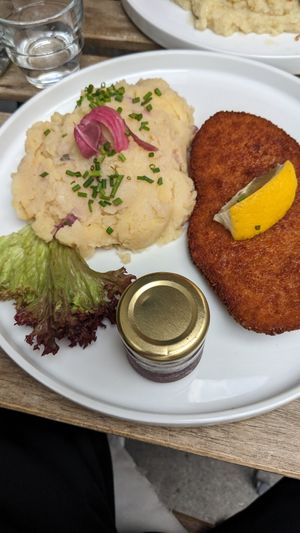 Schnitzel at Tisch in Vienna