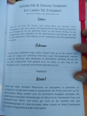 Geben und nehmen... at Tisch in Vienna