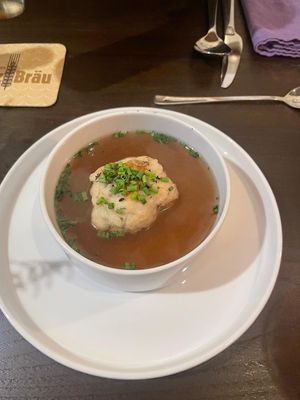 Cheese dumpling soup   at Tisch in Vienna