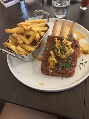 Slow roasted spare ribs with fries  at Tisch in Vienna