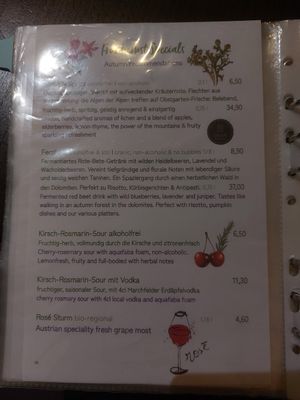 more early autumn specials (recommend cherry rosmarine sour) at Tisch in Vienna