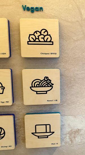 vegan options on wall at Salad Shop in Seoul