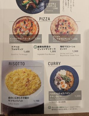 Pizza + V labelling explained at Route 227s' Cafe TOHOKU in Sendai