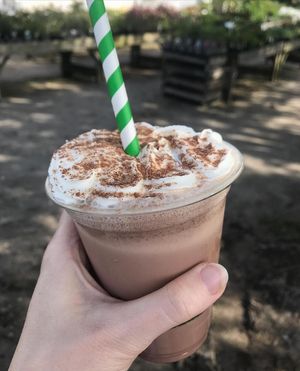 Vegan chocolate milkshake at Kenyon Hall Farm in Warrington