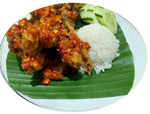 Terong geprek + Nasi at Minang Vegan in Ubud