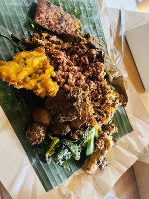 Nasi Campur to go   at Minang Vegan in Ubud