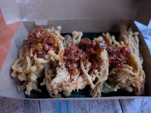 Jamur Enoki (Enoki Mushrooms) at Minang Vegan in Ubud