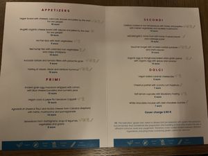 menu december 2022  at ORA in Florence