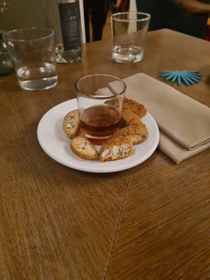 Cookies W/ dessert wine at ORA in Florence