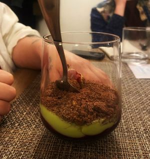 dessert: avocado mousse at ORA in Florence