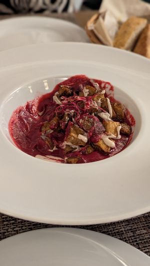 I had started this, (artichoke with beetroot puree) a bit farty the next day. at ORA in Florence