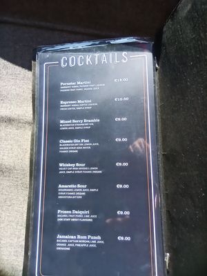 Menu at Billy Byrnes Gastro Bar & Venue in Kilkenny