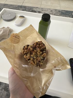 Walnut brownie! Green juice in the back.   at Earthy Picks in Orlando