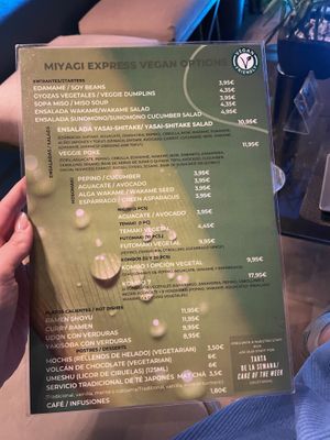 Vegan menu  at Miyagi Express in Ronda