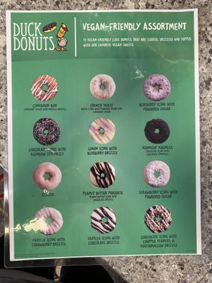 Vegan menu   at Duck Donuts in High Point