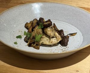 Mushroom and olive oil appetizer   at Bio Terrace in Nagoya