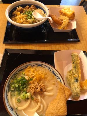 Vegan Udon with all the toppings and a side of tofu skin at Marugame Udon in San Francisco