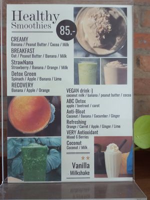Smoothie menu at Munchies Café in Chiang Mai