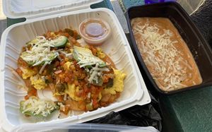 huevos rancheros (to go)  at Del Cielo Tamales in Tucson