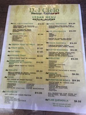They have a non and vegan menu   at Del Cielo Tamales in Tucson