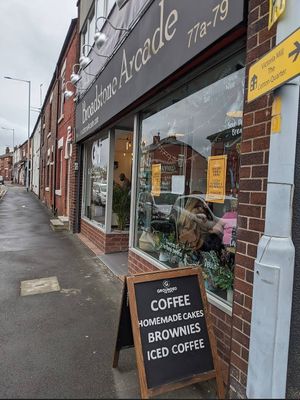 Outside Broadstone Arcade at Grounded in the North in Manchester