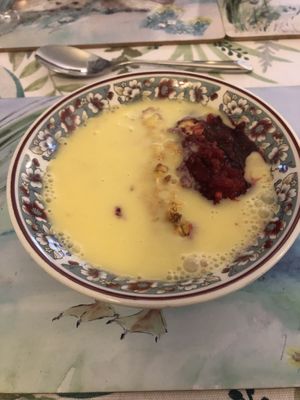 Crumble and custard   at Fox Hall in Kendal