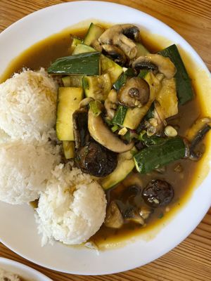 zucchini and mushrooms with rice  at Huy Vege in Bratislava